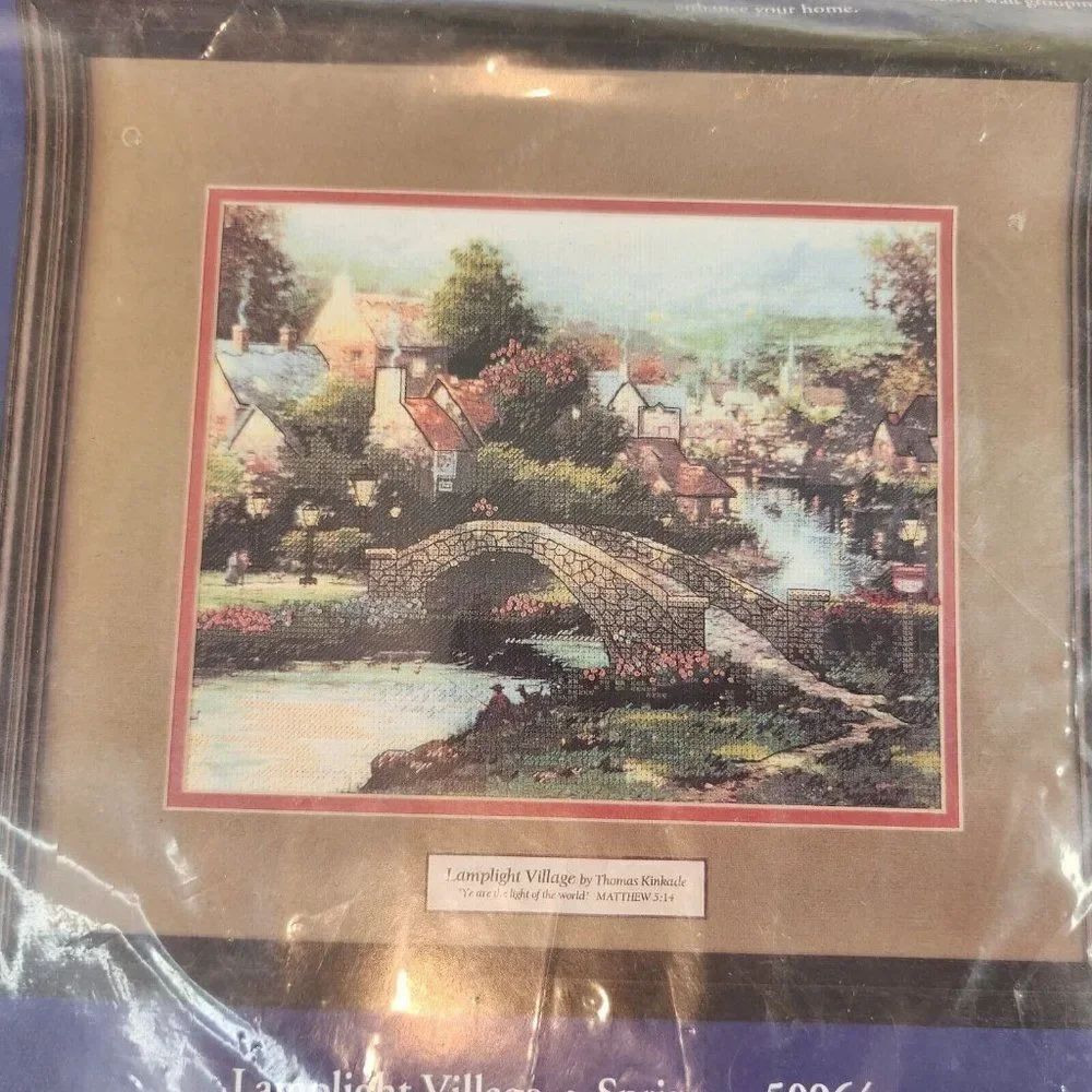 2000 Vintage Candamar Thomas Kinkade Lamplight Village Cross Stitch Kit Craft